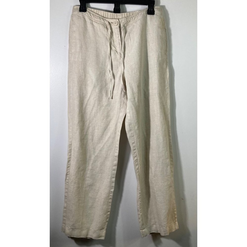 Kim Rogers Cream Straight Leg Linen Pants